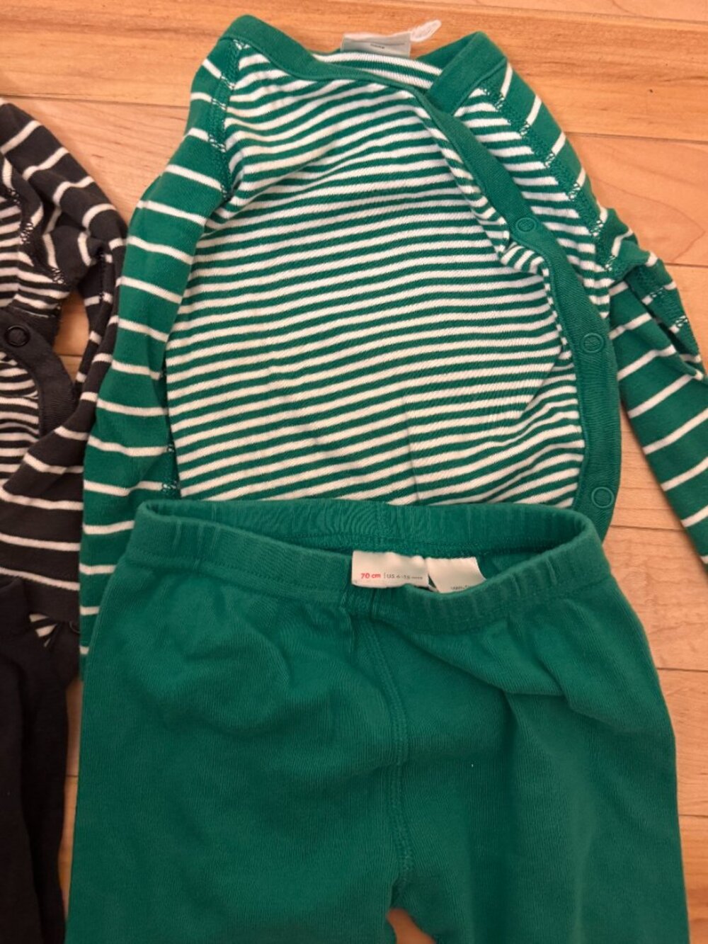 Hanna Andersson TWO Stripe Wrap Bodysuit + Pant Set 6-12M / 70cm - Picture 4 of 6